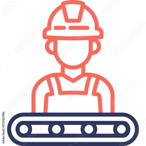 Factory Worker line color icon