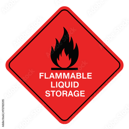 Red Diamond Sign Flammable Liquid Storage Warning