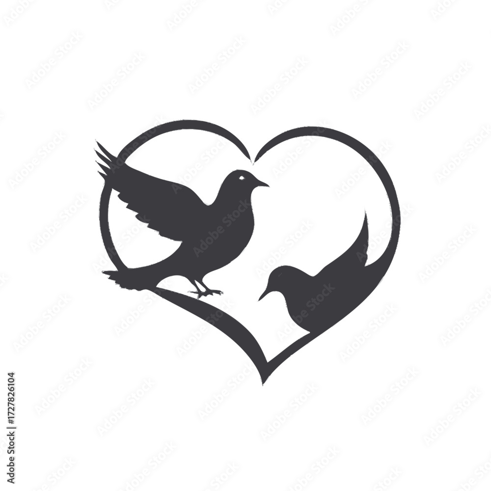 Fototapeta premium dove with heart illustration 