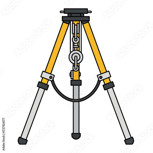 A professional surveying tripod illustration, showcasing essential equipment for geodesy, construction, and accurate land measurement tasks