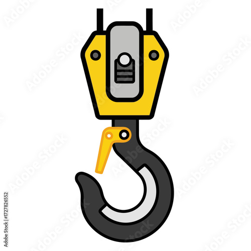 Industrial crane hook for heavy lifting and construction, a robust tool for moving large objects in various settings