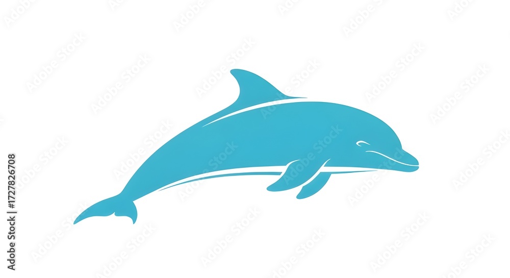 Fototapeta premium Elegant blue dolphin silhouette swimming gracefully, perfect for marine life education, conservation projects, or vibrant aquatic themed designs