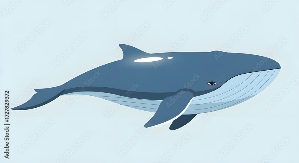 Fototapeta premium Majestic blue whale gracefully glides through tranquil ocean waters, symbolizing nature's immense power and beauty.