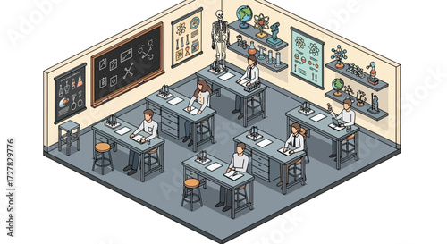Isometric Science Classroom Illustration Education and Research