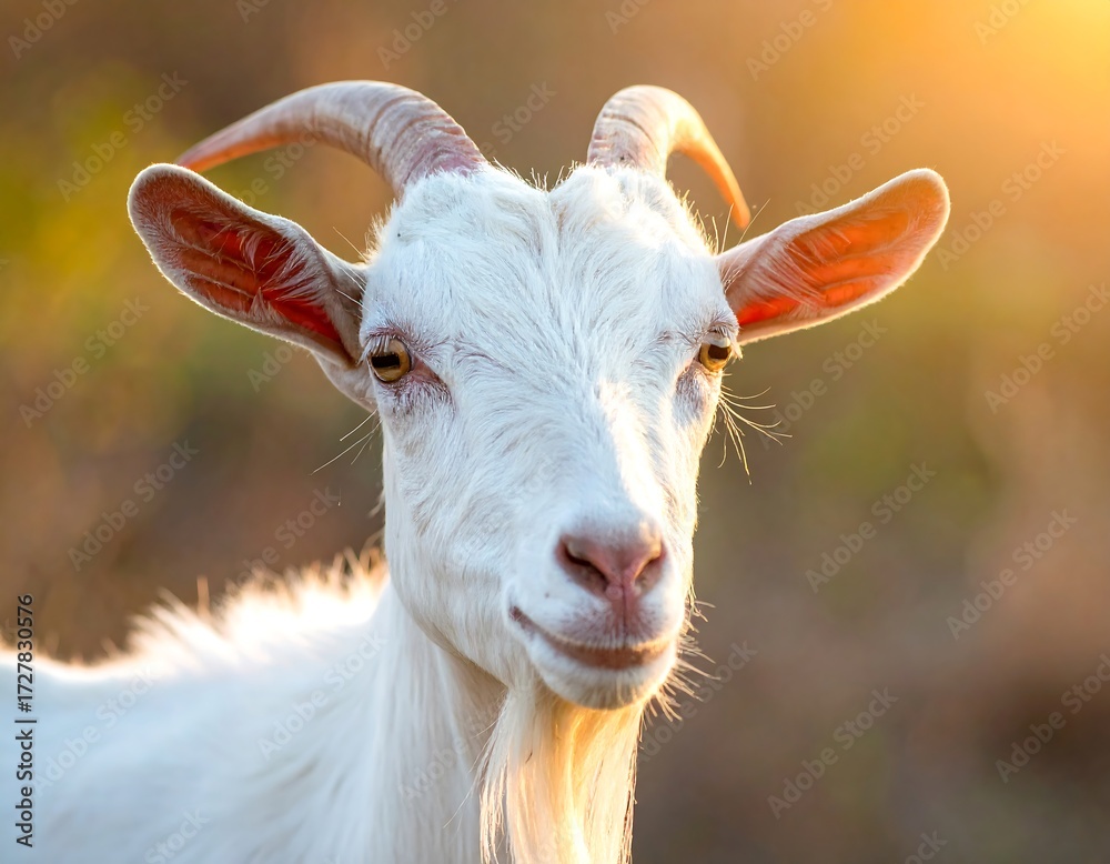 Obraz premium Close-up of a white goat in sunlight (2)