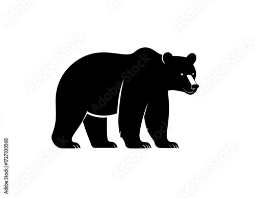 Black Silhouette Vector Icon of Bear