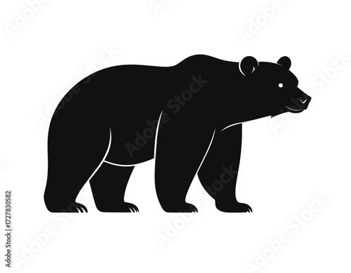 Black Silhouette Vector Icon of Bear