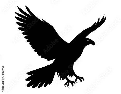 Black Silhouette Vector Icon of Eagle