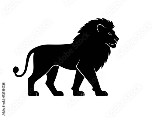 Black Silhouette Vector Icon of Lion
