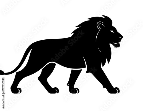 Black Silhouette Vector Icon of Lion