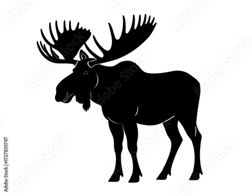 Black Silhouette Vector Icon of Moose
