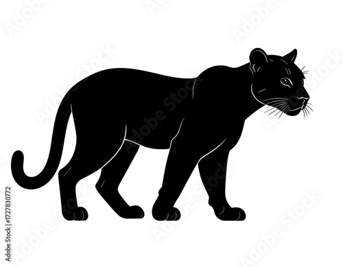Black Silhouette Vector Icon of Puma