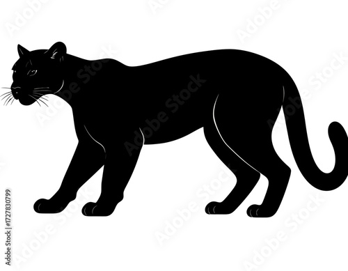 Black Silhouette Vector Icon of Puma