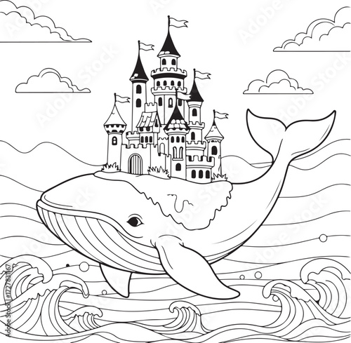 Whale coloring page for kids or adults