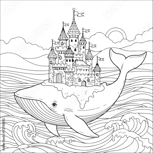 Whale coloring page for kids or adults