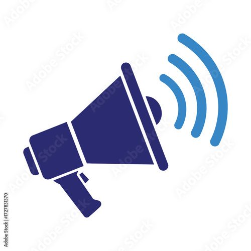 Loudspeaker announcing loud sounds and communication icon