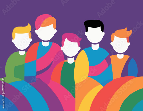 LGBTQ+ sign. Community. Homosexual relationships. Modern gay, lesbian, bisexual, transgender, queer people. Diversity. Flat editable vector illustration, clip art