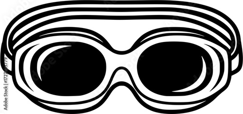 Black swimming goggles vector illustration for swim gear and water sports equipment graphic design element
