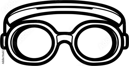 Black swimming goggles vector illustration for swim gear and water sports equipment graphic design element
