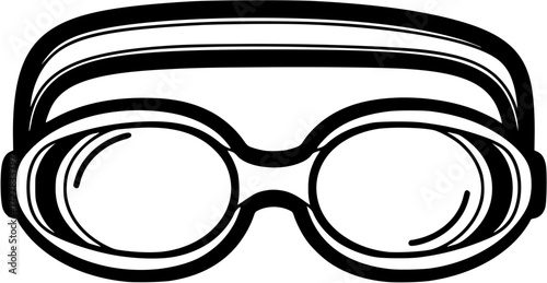 Black swimming goggles vector illustration for swim gear and water sports equipment graphic design element
