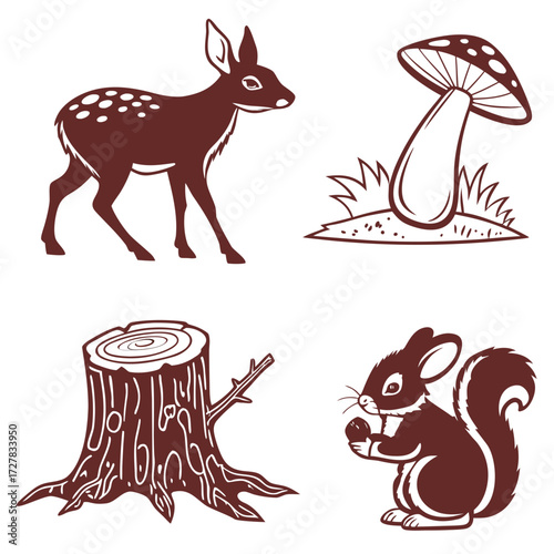 vector illustration of a set of animals