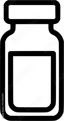 Medicine bottle vector icon illustration of medical vial for vaccine or liquid drug symbol design
