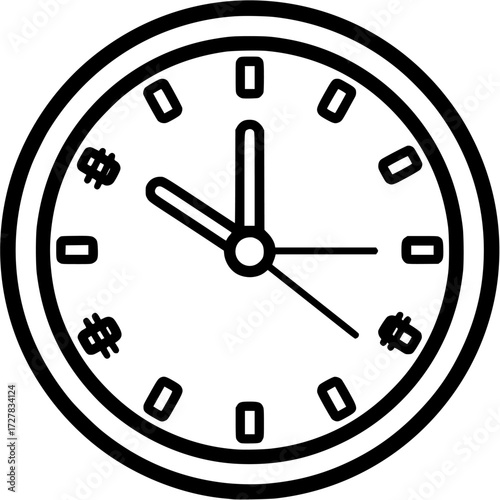 Clock icon time management deadline appointment schedule hour minute second vector graphic 3pm

