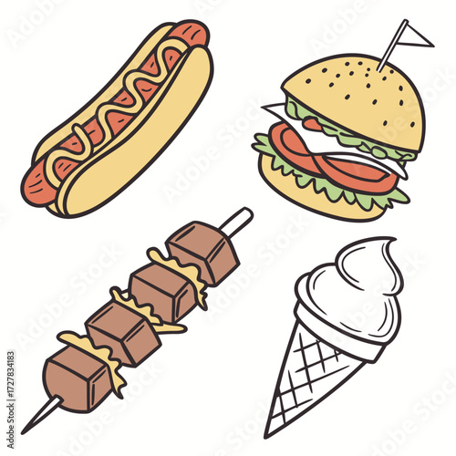 set of hot dogs