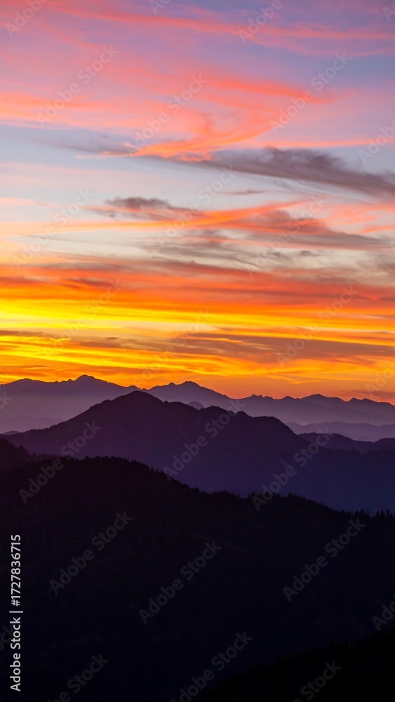 Fototapeta premium Sunrise over mountain ranges