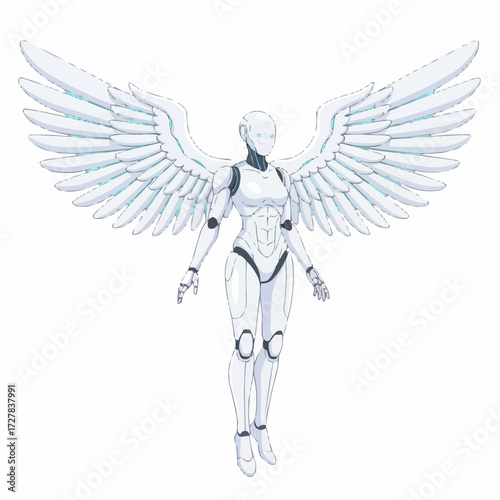 Futuristic robot angel illustration scalable vector graphic ai art