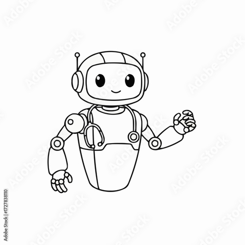 Cute robot doctor vector illustration for medical technology healthcare design