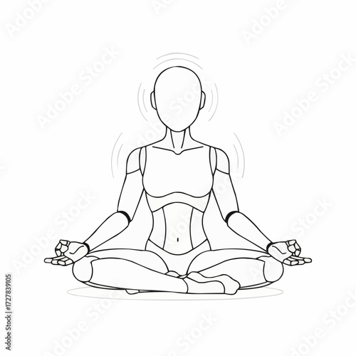 Scalable vector illustration of a person meditating in lotus pose calm mind