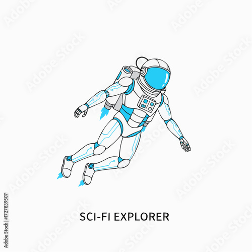 Astronaut explorer vector illustration scalable graphic for sci-fi projects