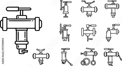 Set of clay extruder outline vector icons