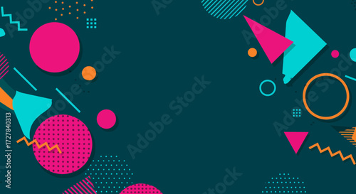 Geometric Shapes Abstract Background with Teal, Pink, and Orange Accents