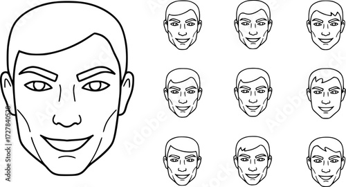 Set of proud face outline vector icons