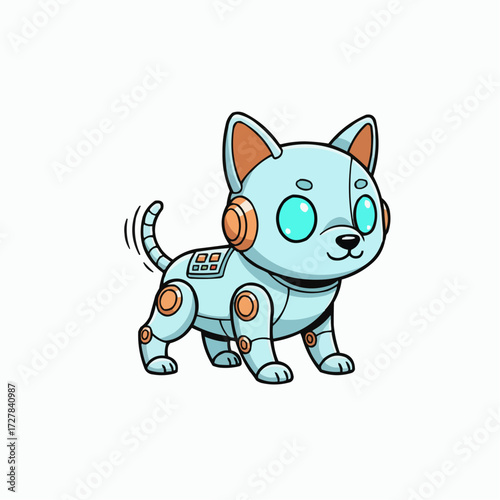 Cute robot dog vector illustration sci-fi animal character futuristic pet art scalable