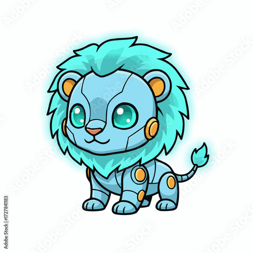 Cute robotic lion vector illustration adorable futuristic animal graphic design
