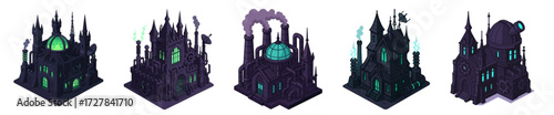 dark fantasy isometric castles , haunted fortress pack