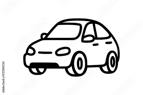 Modern line art car, simple minimalist design for transportation and travel themes, perfect for logos, icons, or creative projects with automotive flair