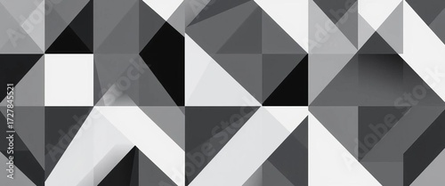 Abstract monochrome geometric vector seamless pattern  Background texture with black and white shapes,  vector,  lines