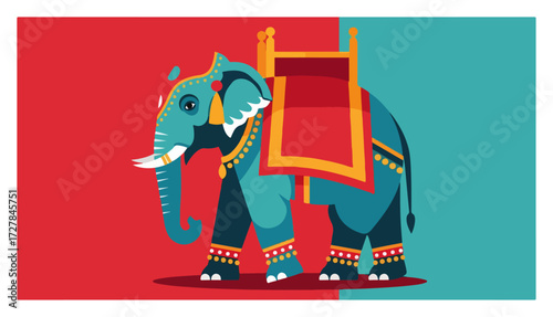 Decorated Indian Elephant for a Festival Celebration