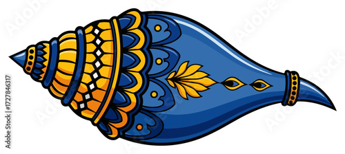 Ornate Hindu Conch Shell Shankha for Puja Rituals