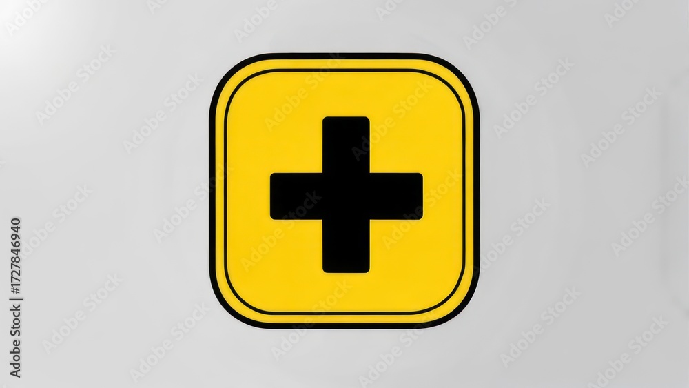 Fototapeta premium Bright Yellow Medical Cross Symbol.