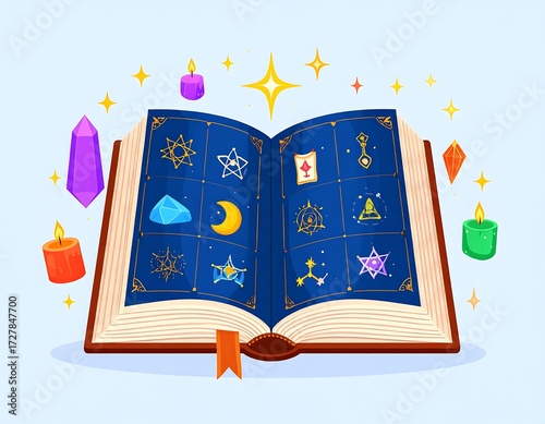Enchanted Book of Mystic Symbols and Crystals