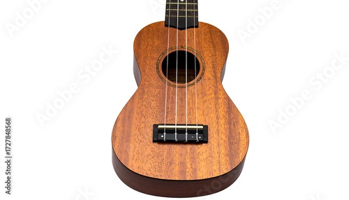 Close-up of a light brown ukulele