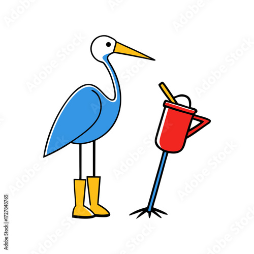 Heron in rubber boots
