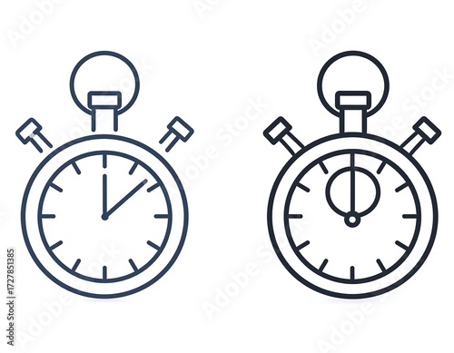Two simple line art stopwatches