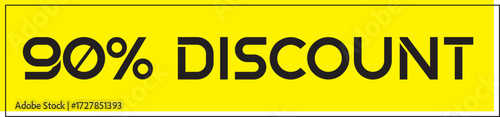 90% Discount Promotion Sale Banner Badge Vector Yellow Sticker for Marketing and Discounts, Png, Svg