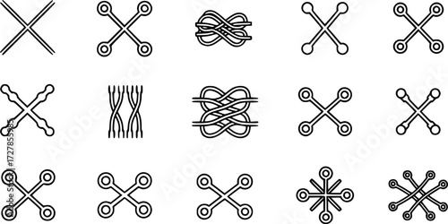 Set of crossed connections outline vector icons
